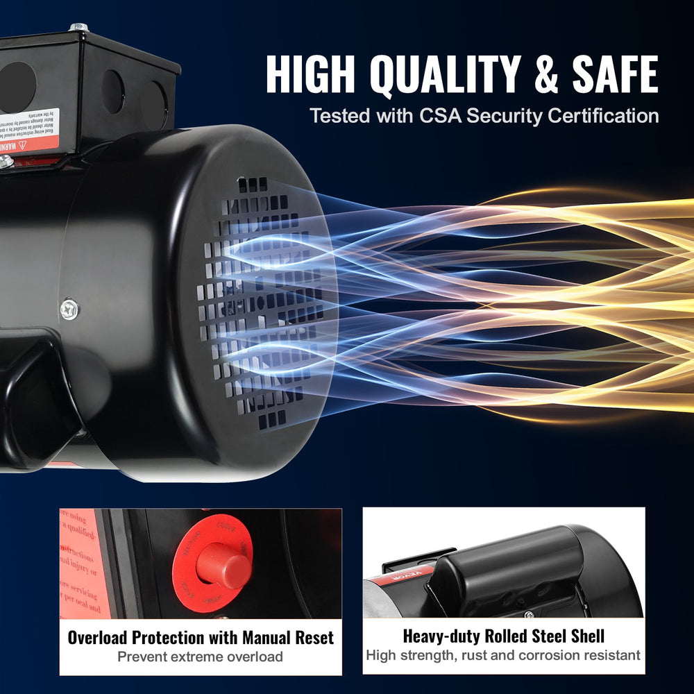 Vevor Electric Motor Single Phase 0.75HP 1725 RPM 115V/230V 56-Frame CW/CCW Rotation New