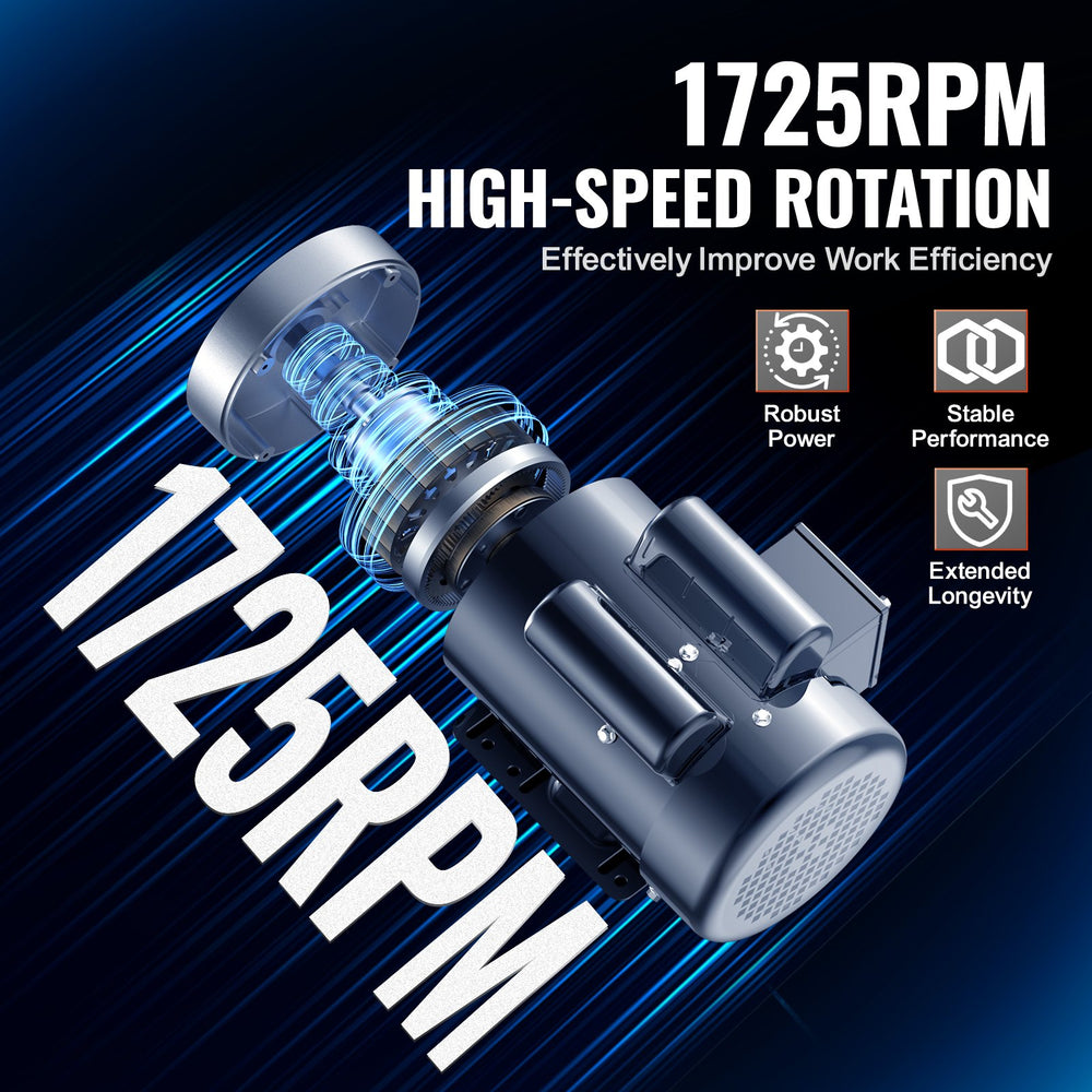 Vevor Motor Electric 1.5HP 1725 RPM CW/CCW Rotation 5/8" Keyed Shaft Single Phase AC115V/230V New