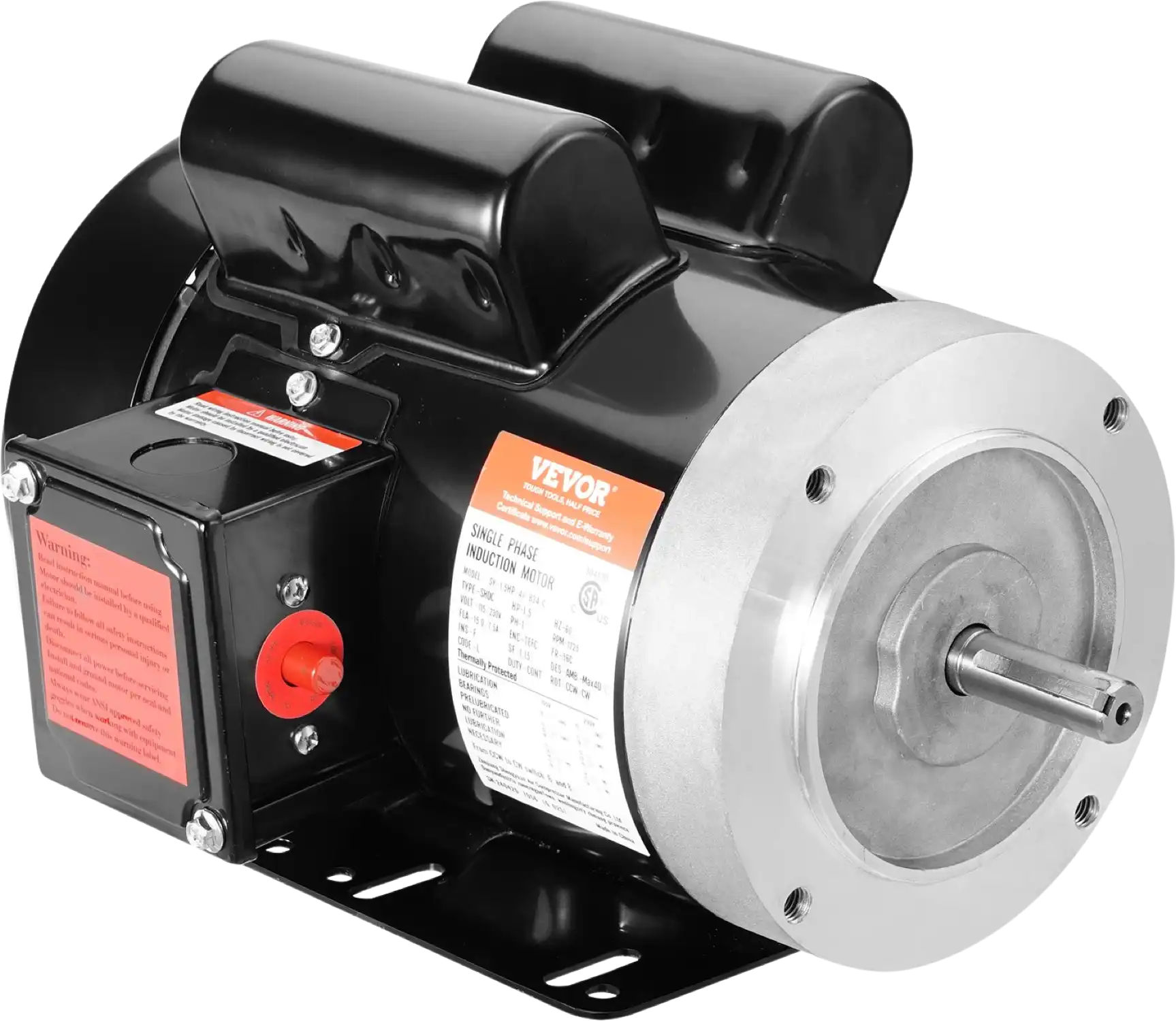 Vevor Motor Electric 1.5HP 1725 RPM CW/CCW Rotation 5/8