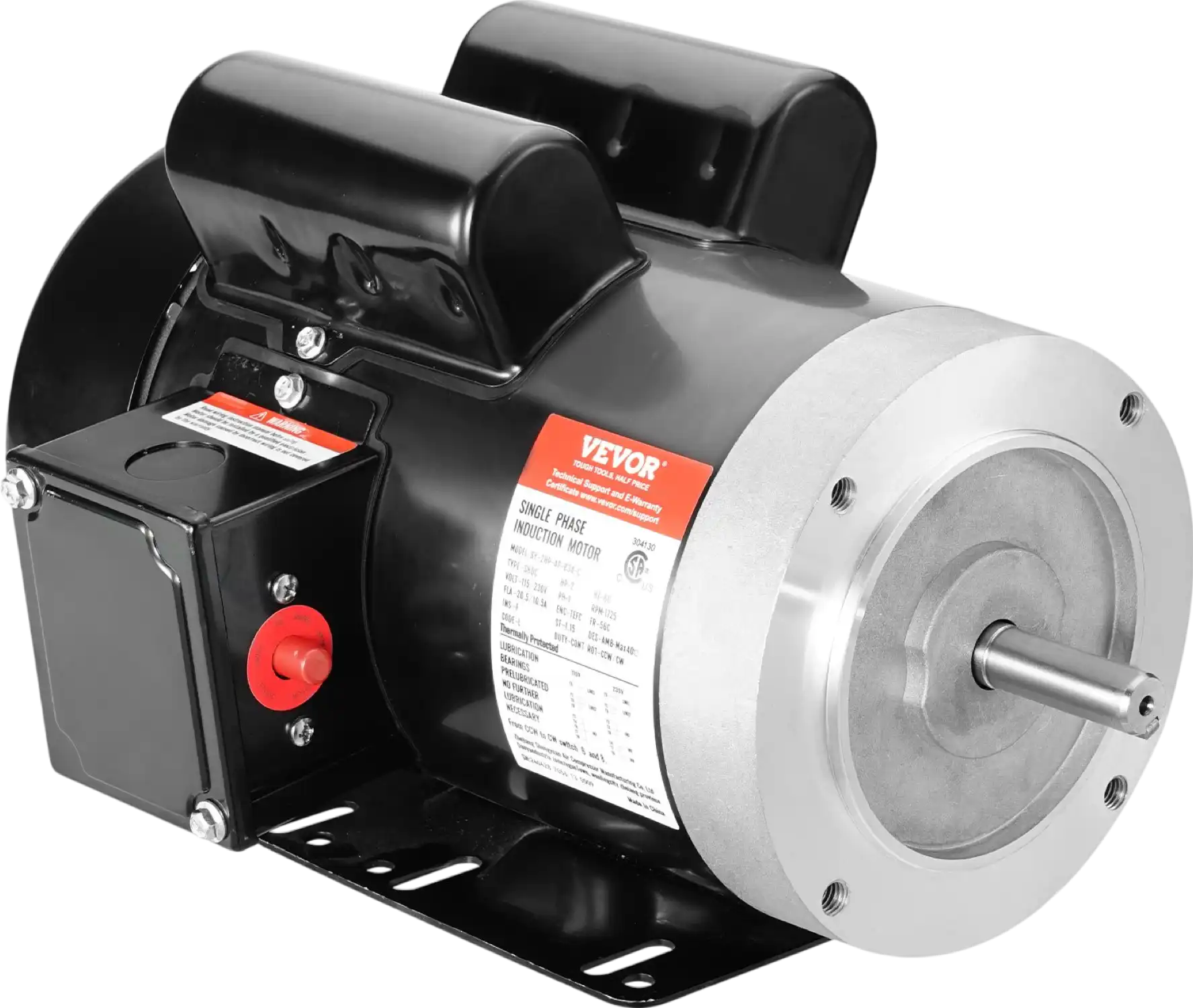 Vevor Electric Motor Single Phase 2HP 1725 RPM 115V/230V CW/CCW Rotation New