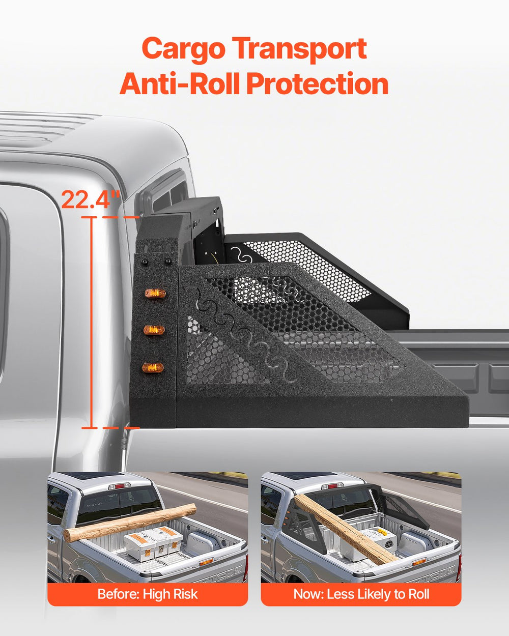 Vevor Truck Bed Roll Bar Universal Chase Rack with Light for Full Size Pickup New