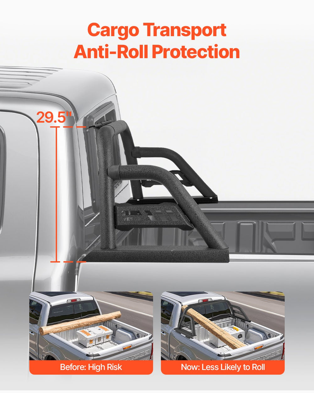 Vevor Truck Bed Roll Bar Universal Chase Rack for Mid-Size Pickup Carbon Steel New