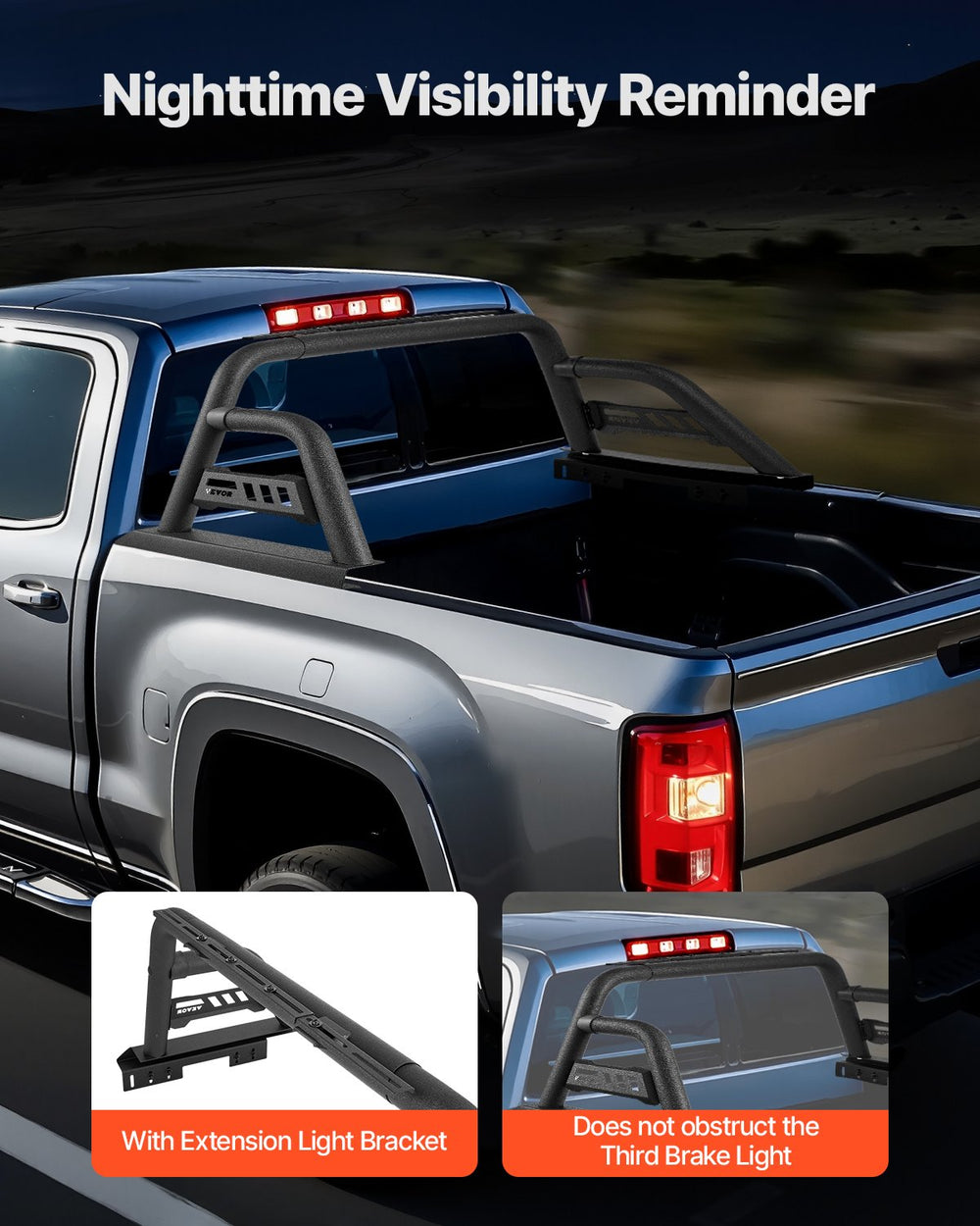 Vevor Truck Bed Roll Bar Universal Chase Rack for Full Size Pickup Carbon Steel New