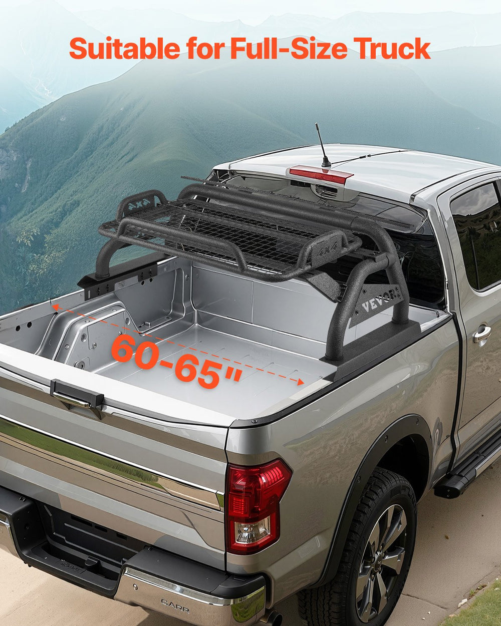 Vevor Truck Bed Roll Bar Universal Chase Rack with Cargo Shelf for Full-Size Pickup New