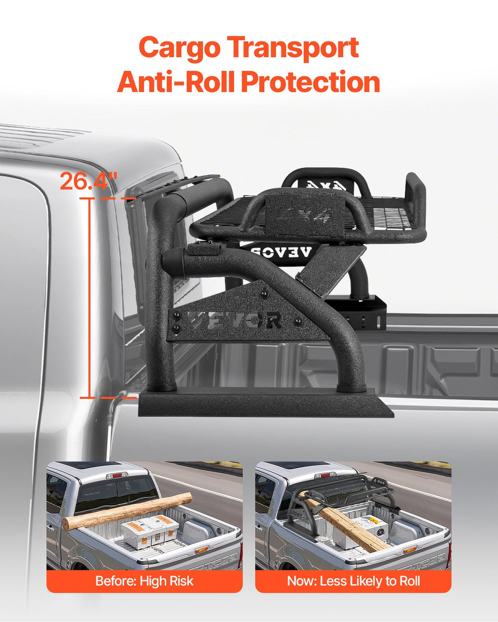 Vevor Truck Bed Roll Bar Universal Chase Rack with Cargo Shelf for Full-Size Pickup New