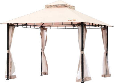 Vevor Patio Gazebo 10x10 FT with Mosquito Netting Metal Frame for 6-8 People New