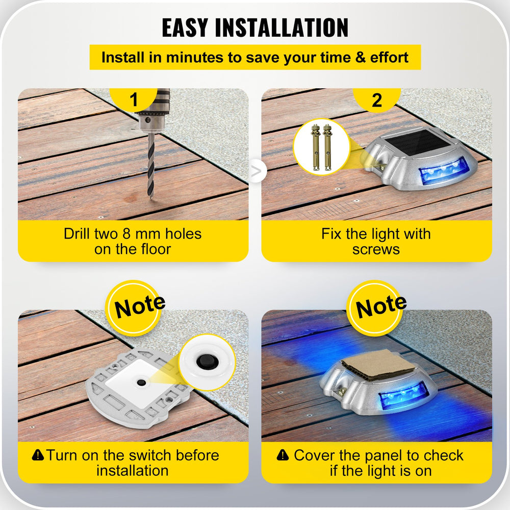 Vevor Solar Driveway Lights with Switch Button Wireless Blue LEDs 24-Pack New