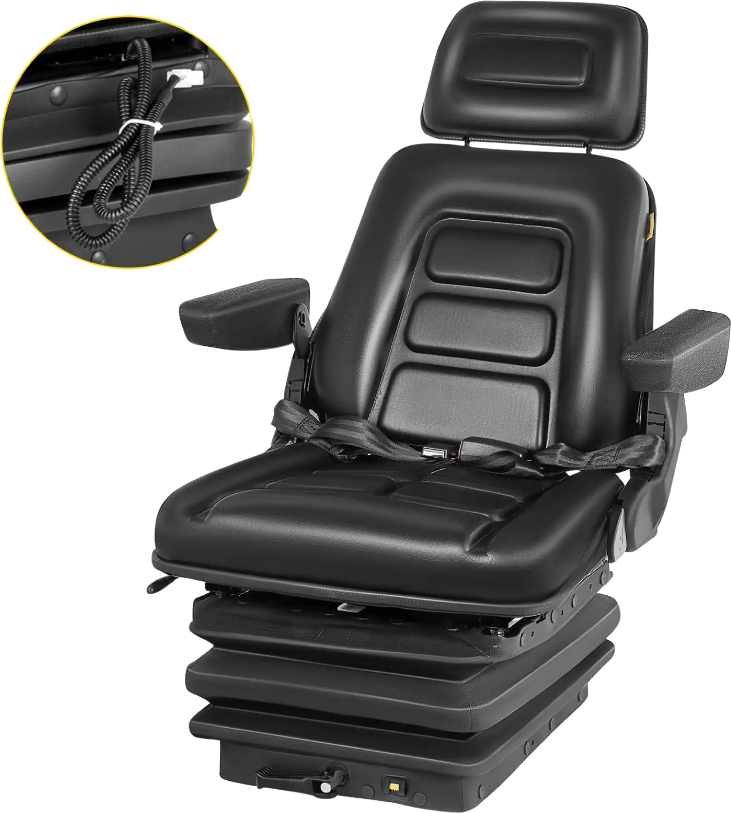 Vevor Suspension Seat for Forklift & Tractor Adjustable Backrest Headrest Armrest New