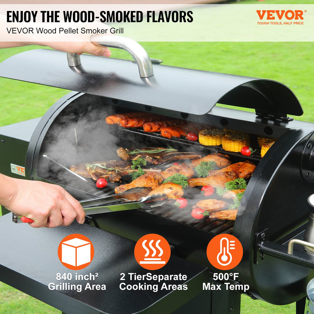 Vevor Portable Wood Pellet Smoker Grill 62" with PID Temperature Control 840 Sq. In. Black New