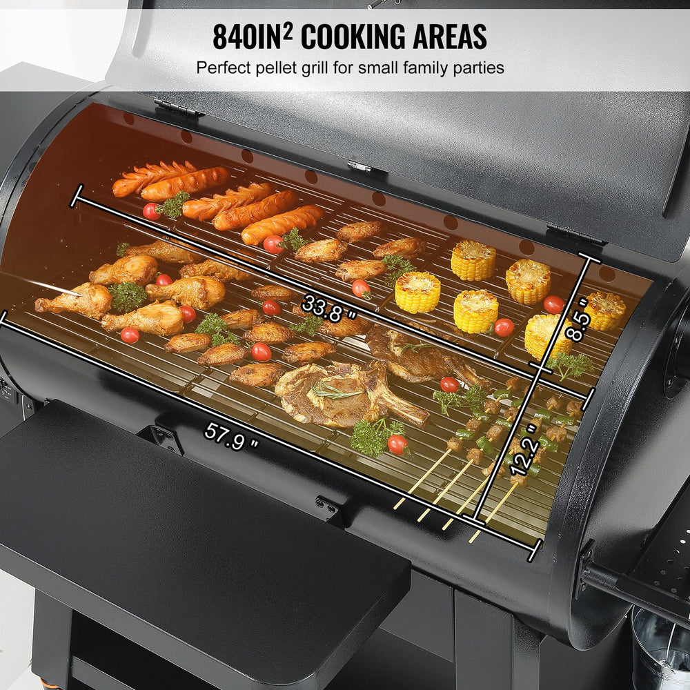 Vevor Portable Wood Pellet Smoker Grill 62" with PID Temperature Control 840 Sq. In. Black New