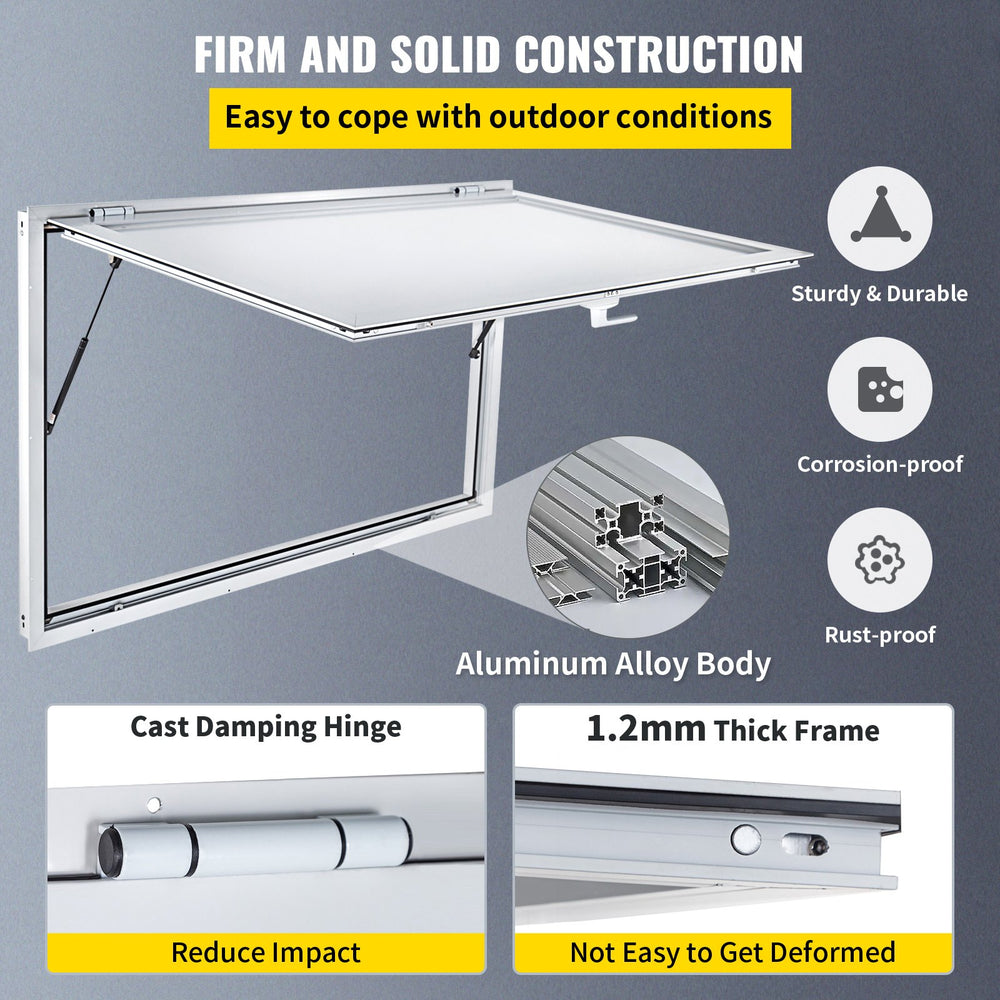 Vevor Concession Window 53" x 33" Awning Serving Door with Double-Point Fork Lock New