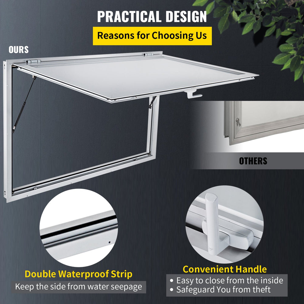 Vevor Concession Window 53" x 33" Awning Serving Door with Double-Point Fork Lock New