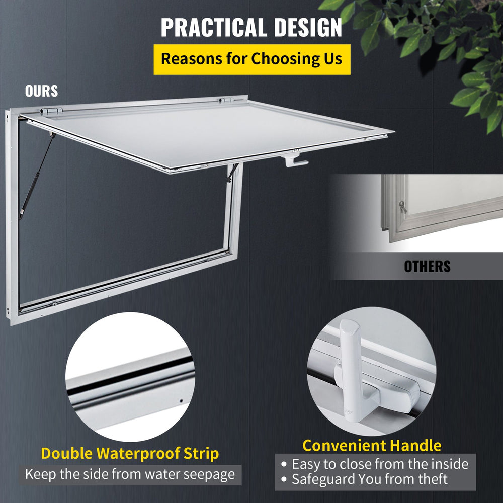 Vevor Concession Window 60" x 36" Awning Serving Door with Double-Point Fork Lock New