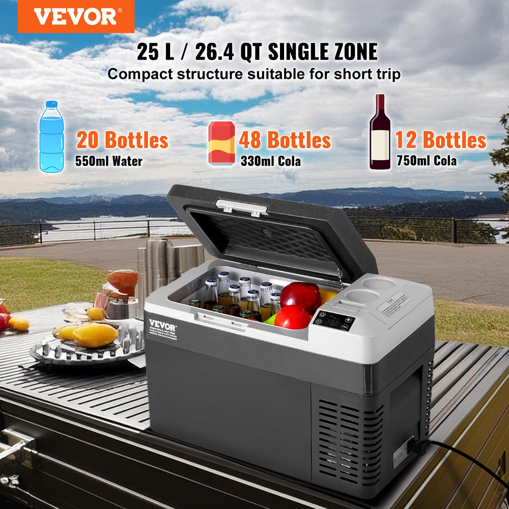 Vevor Portable Car Refrigerator Freezer 25L Capacity Single Zone New