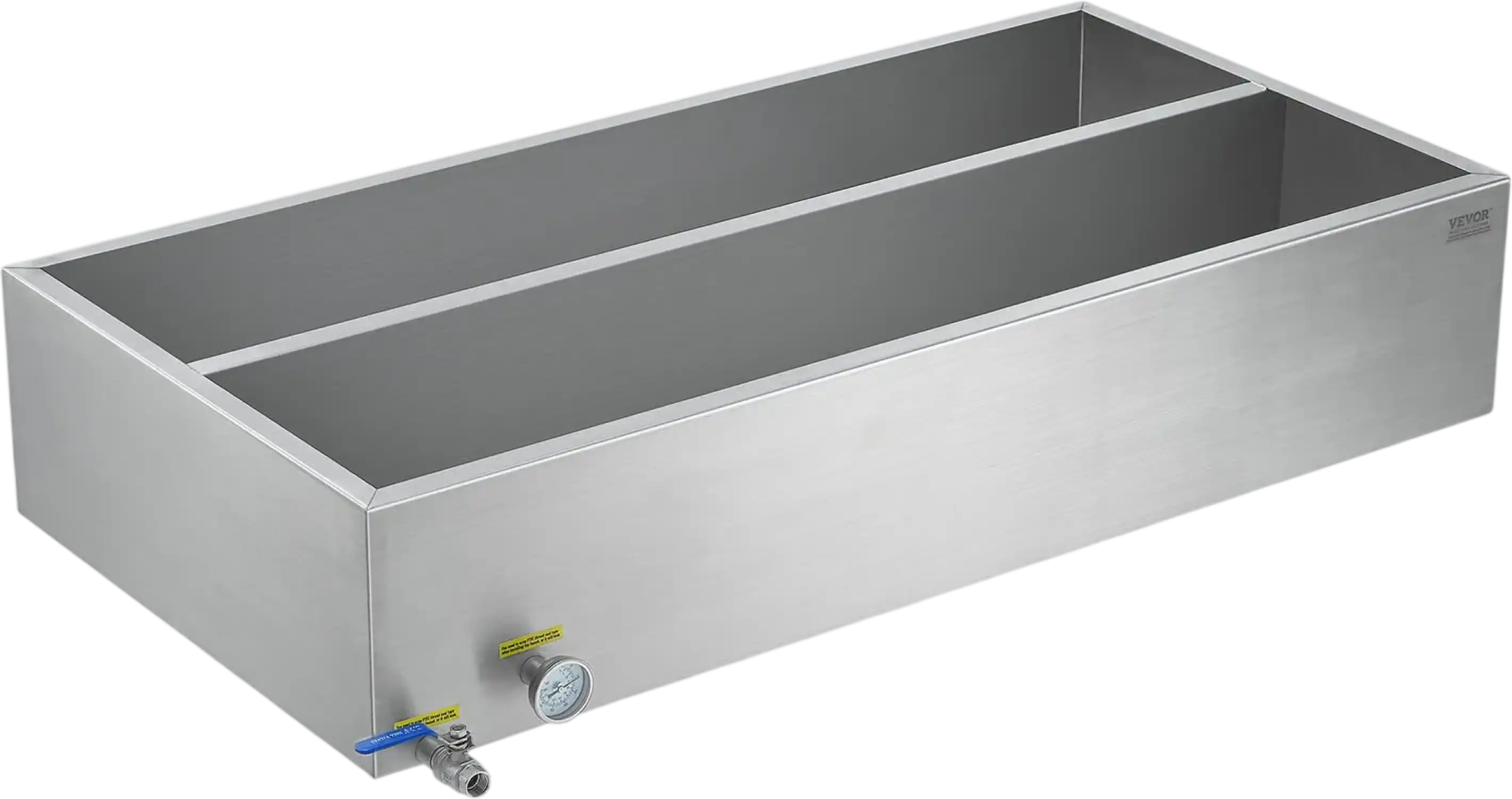 Vevor Flat Evaporator Pan 47 Gallon with Thermometer and Valve Stainless Steel New