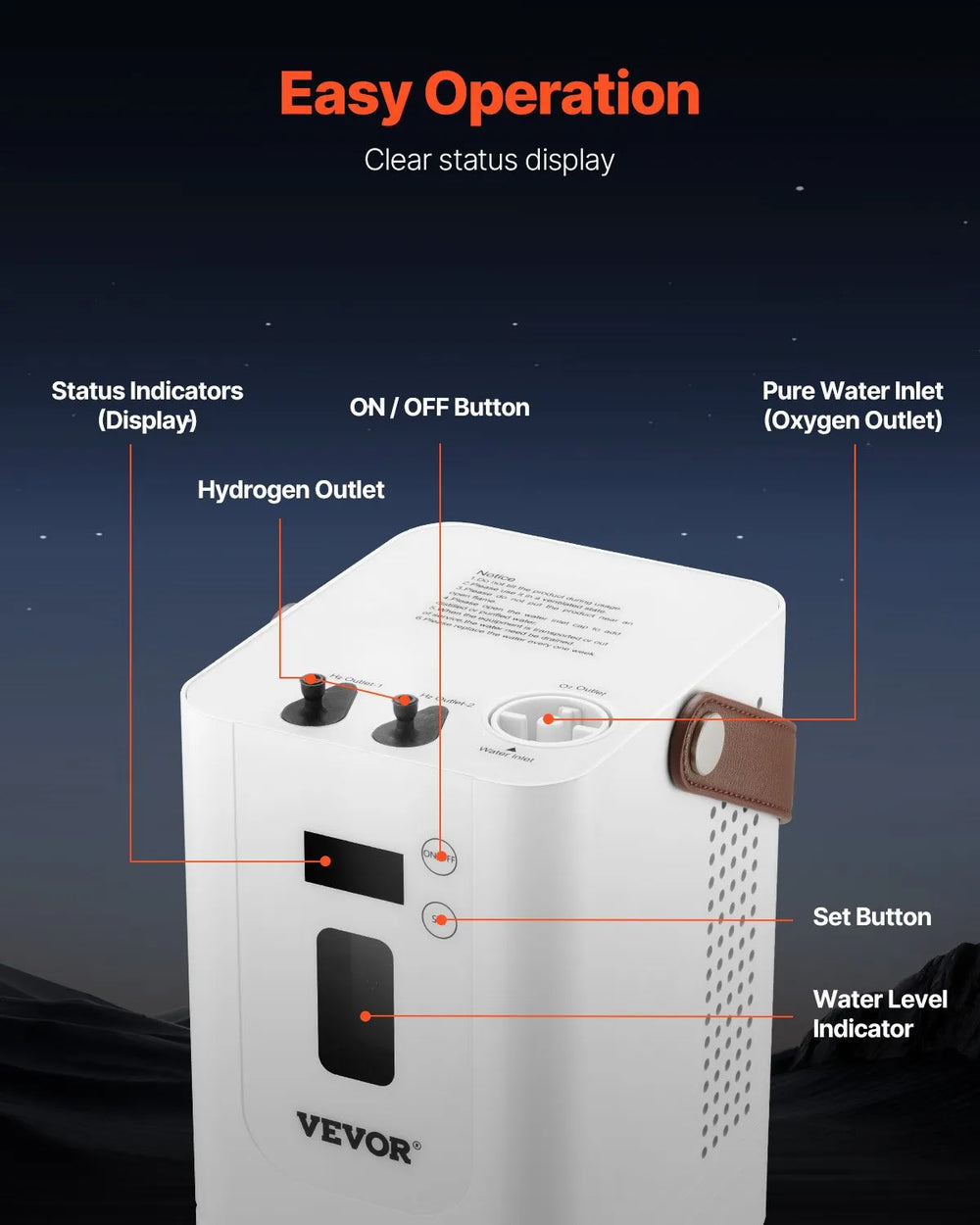 Vevor Hydrogen Inhalation Machine 99.99% High Purity 450ml/min 3-Ports New