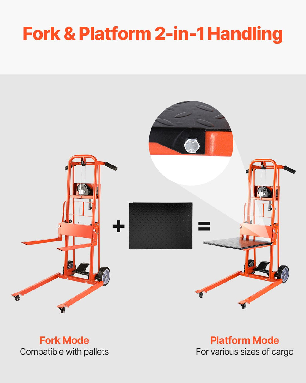 Vevor Material Lift Stacker Manual Winch 330 lbs Capacity 42.9 in Max Lift New