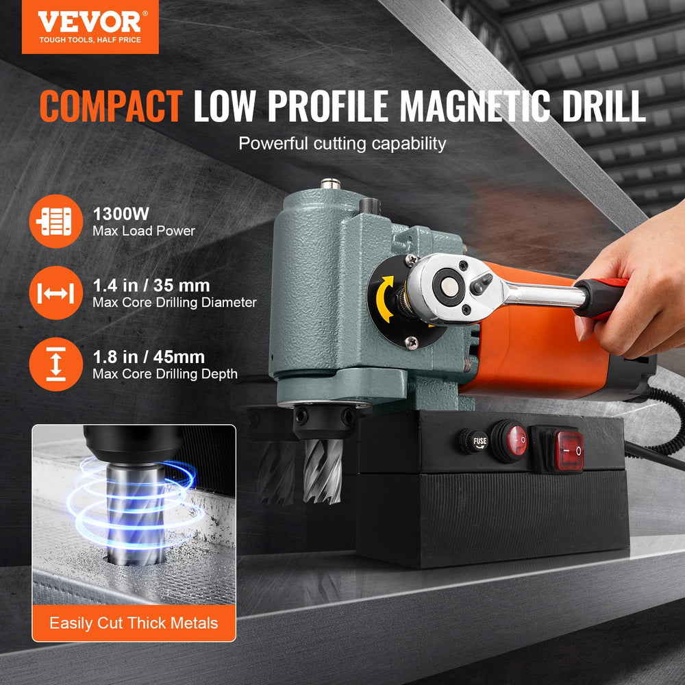 Vevor Magnetic Drill Press Low Profile Portable 1300W New