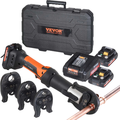 Vevor Pipe Crimping Kit Pro Press Tool Cordless with 3 Jaw Sizes New