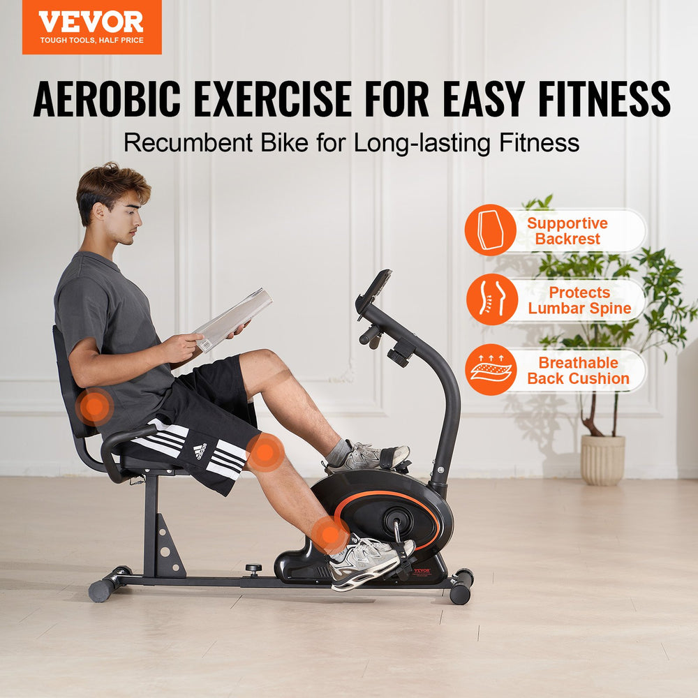 Vevor Recumbent Exercise Bike Stationary 8-Level Magnetic Resistance New