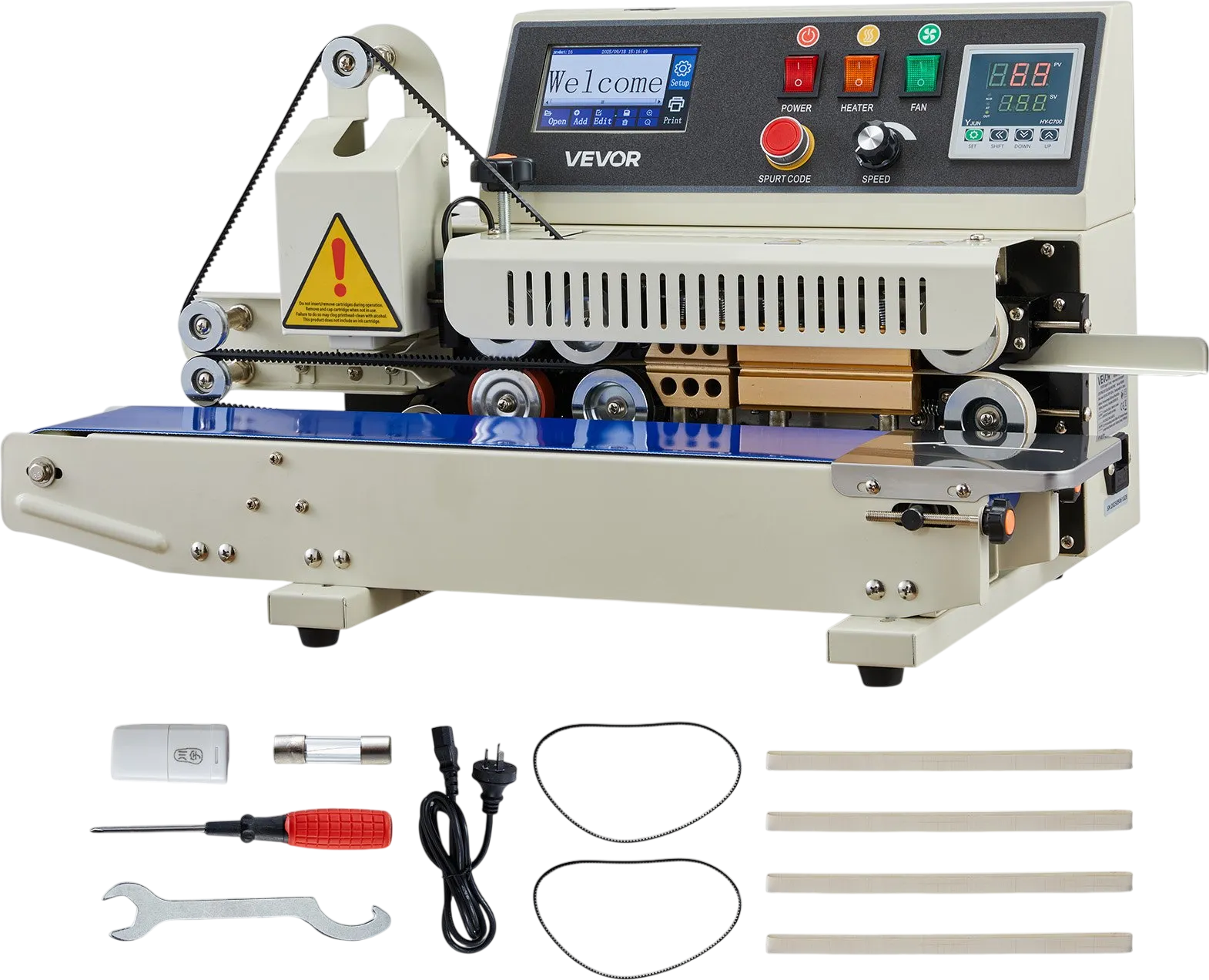 Vevor Continuous Bag Heat Sealing Machine 0.24-.47 Width Ink Printing Adjustable Speed New