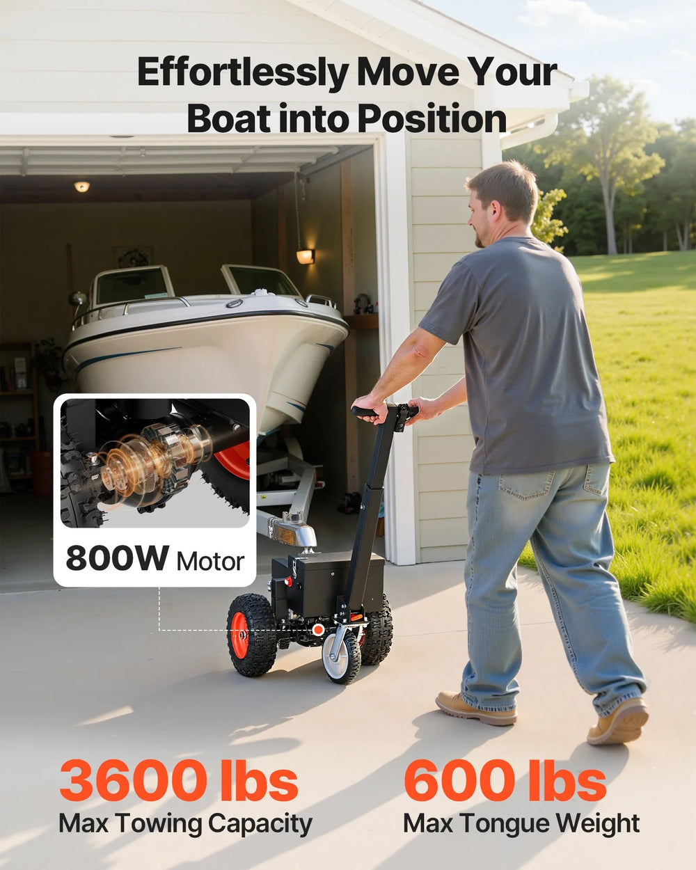 Vevor Electric Trailer Dolly 3,600 lbs. Max Trailer Weight DC 24V 800W with Two Hitch Balls New
