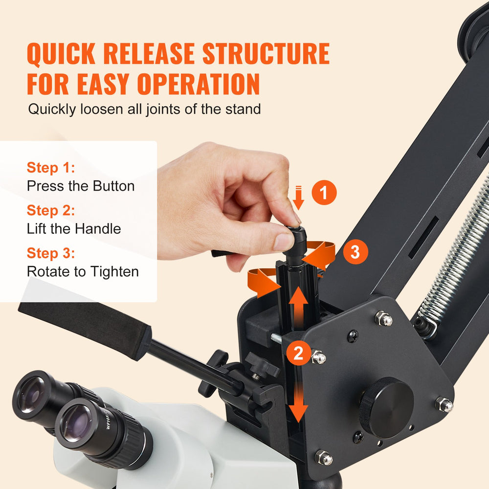 Vevor Multi-Directional Microscope with Spring Bracket and Ring Light 7X-45X Magnification New