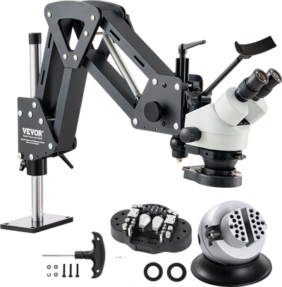 Vevor Multi-Directional Microscope with Ball Vise Spring Bracket Ring Light 7X-45X Magnification New