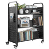 Vevor Rolling Book Cart Double Sided W-Shaped Shelves Lockable Wheels 330 lb. Capacity New
