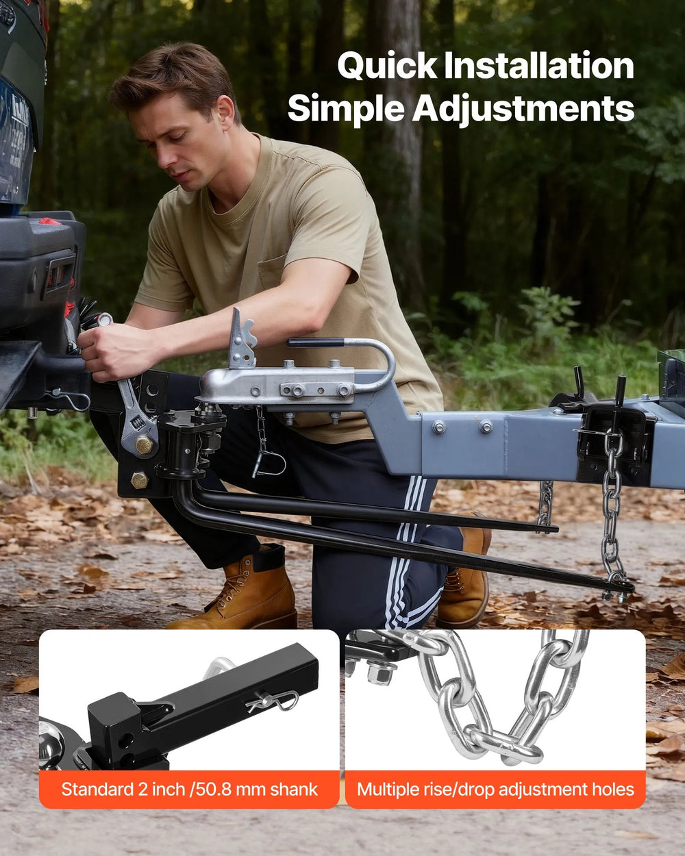 Vevor Weight Distribution Hitch 10,000 lbs Towing Capacity with 2" Shank 2-5/16" Ball New