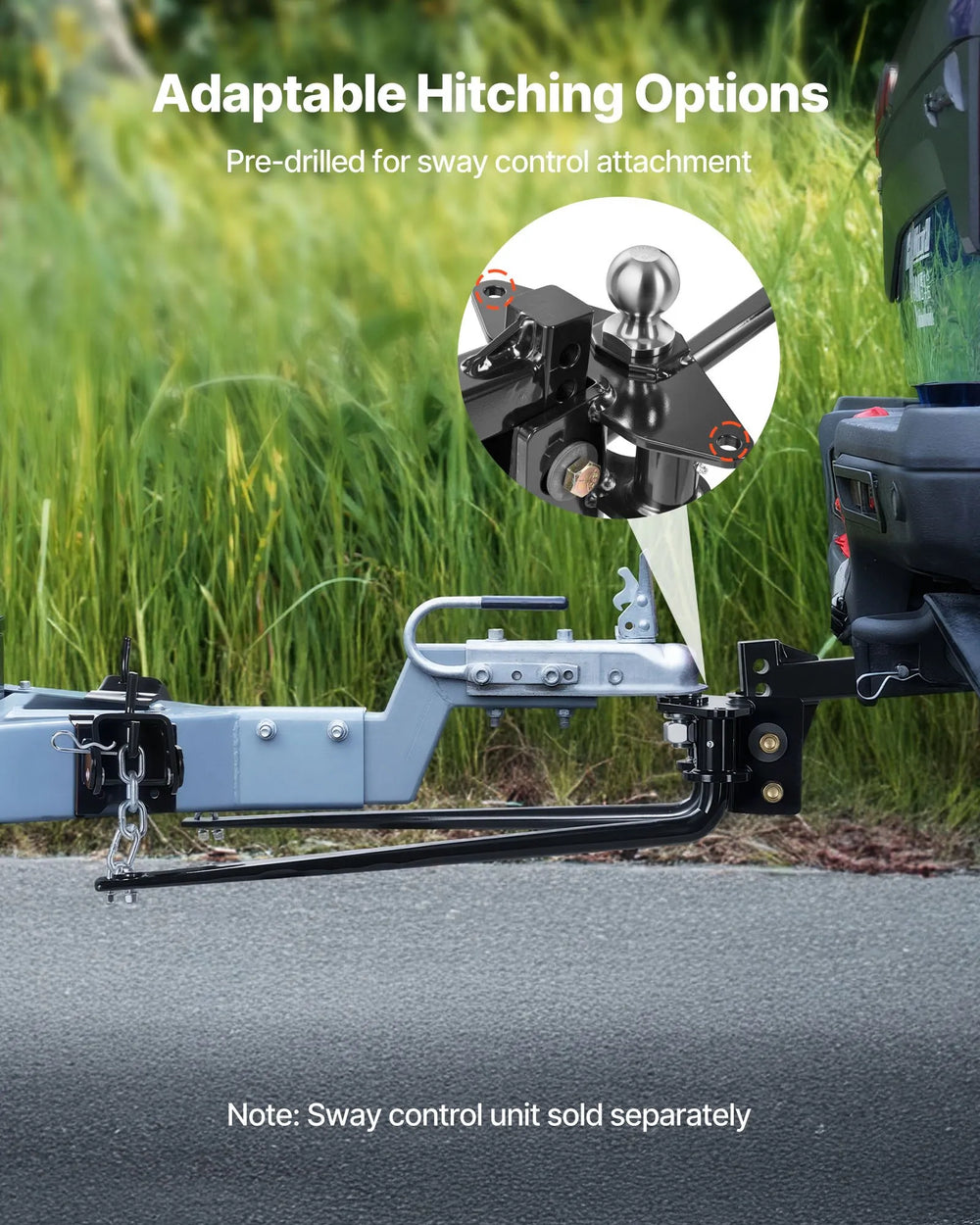 Vevor Weight Distribution Hitch 10,000 lbs Towing Capacity with 2" Shank 2-5/16" Ball New