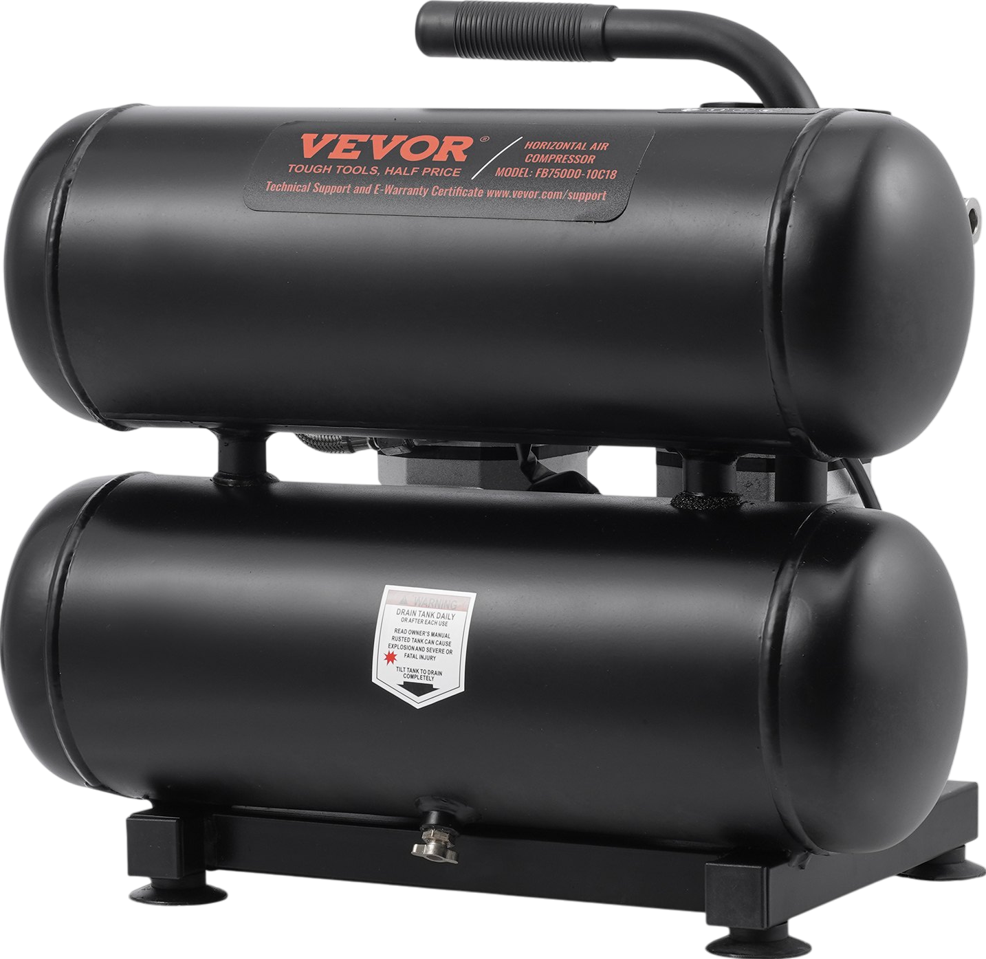 Vevor Air Compressor 4.6 Gal. Max 120 PSI Oil-Free Horizontal Compact Portable New