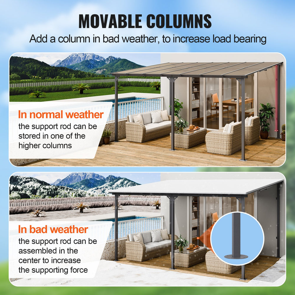Vevor Lean-To Gazebo for Patio 10' x 14' Hard Top Pergola Aluminum Frame New
