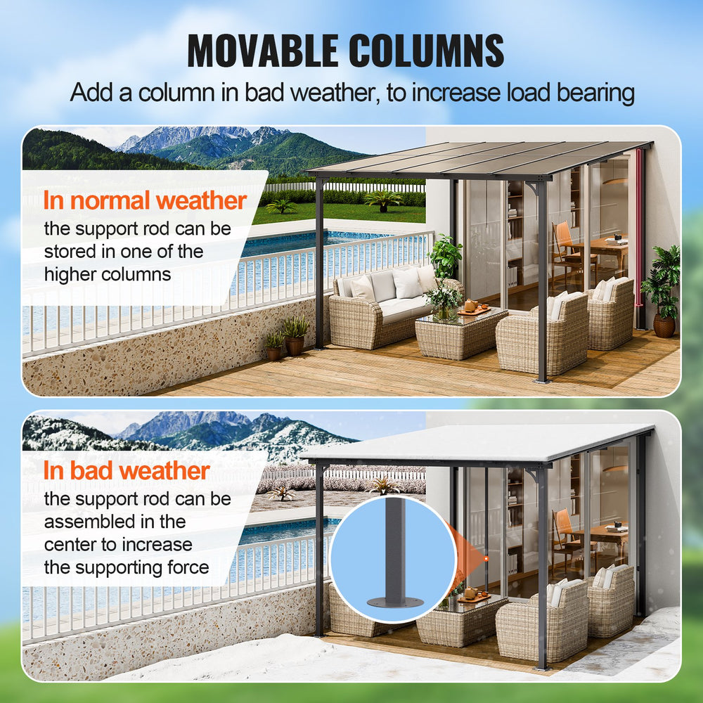 Vevor Lean-To Gazebo for Patio 10' x 10' Hard Top Pergola Aluminum Frame New