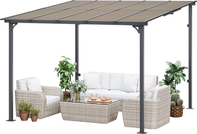 Vevor Lean-To Gazebo for Patio 10' x 10' Hard Top Pergola Aluminum Frame New