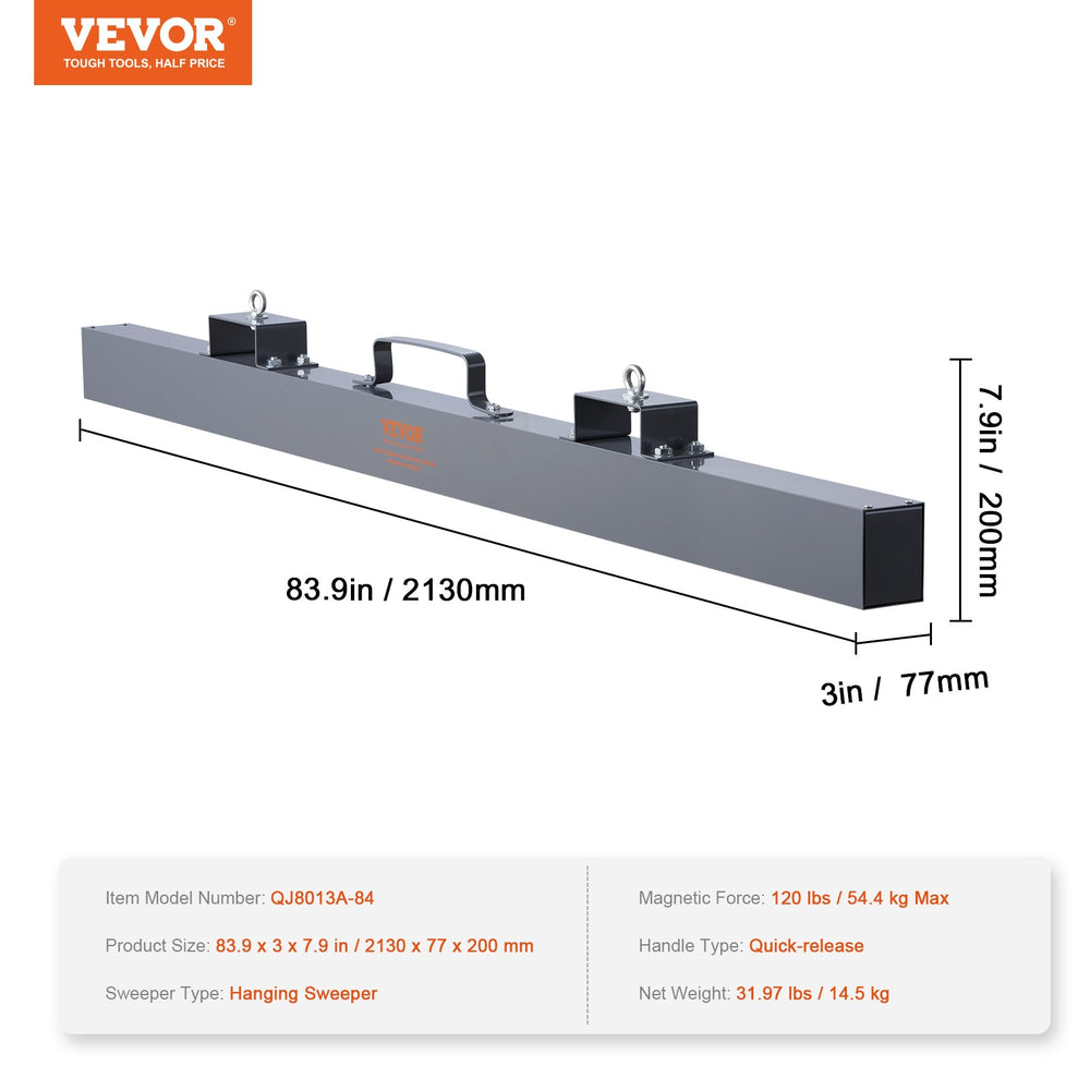 Vevor Hanging Magnetic Sweeper Tool 84" for Forklift 120 Lbs Capacity New