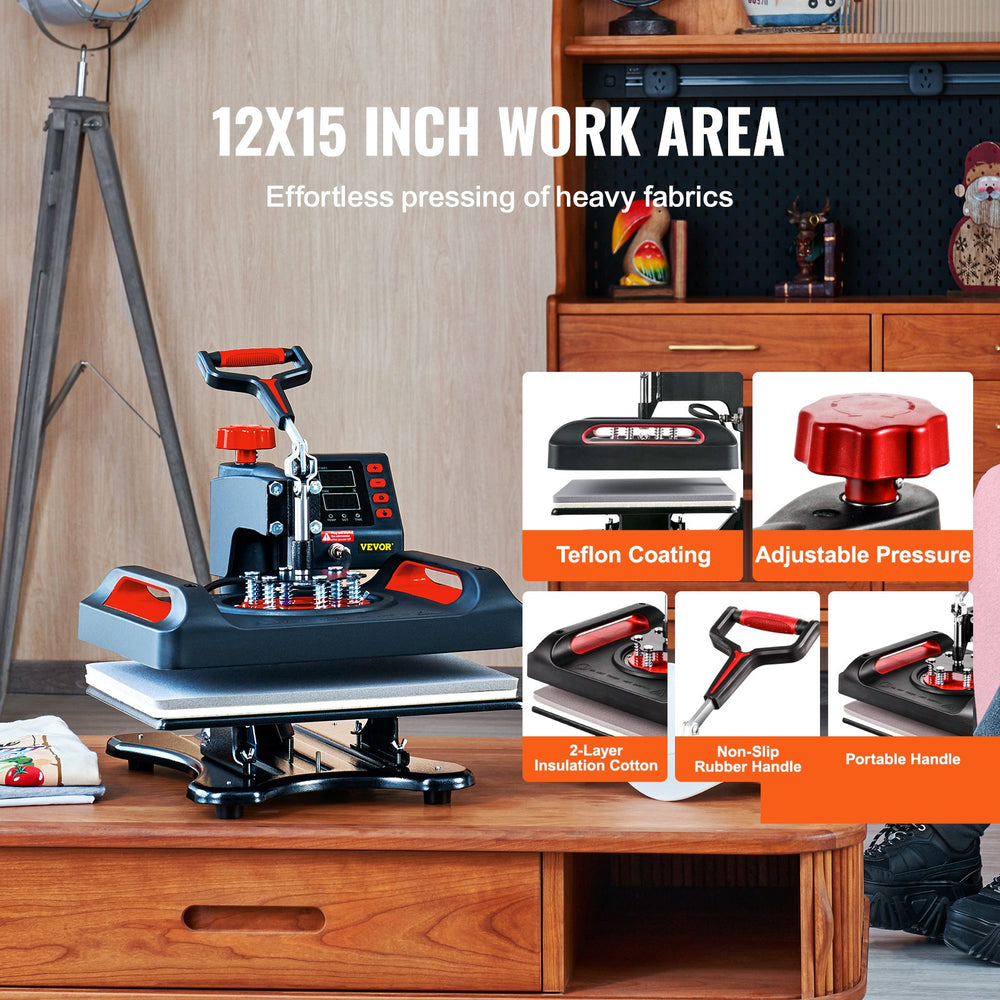 Vevor Heat Press 11-in-1 Multifunctional Transfer Machine 12" x 15" 800W New