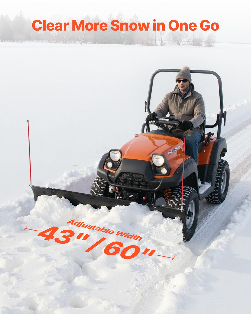 Vevor Snow Plow Kit 43"/60" Width Adjustable Blade Universal Mount for UTV New