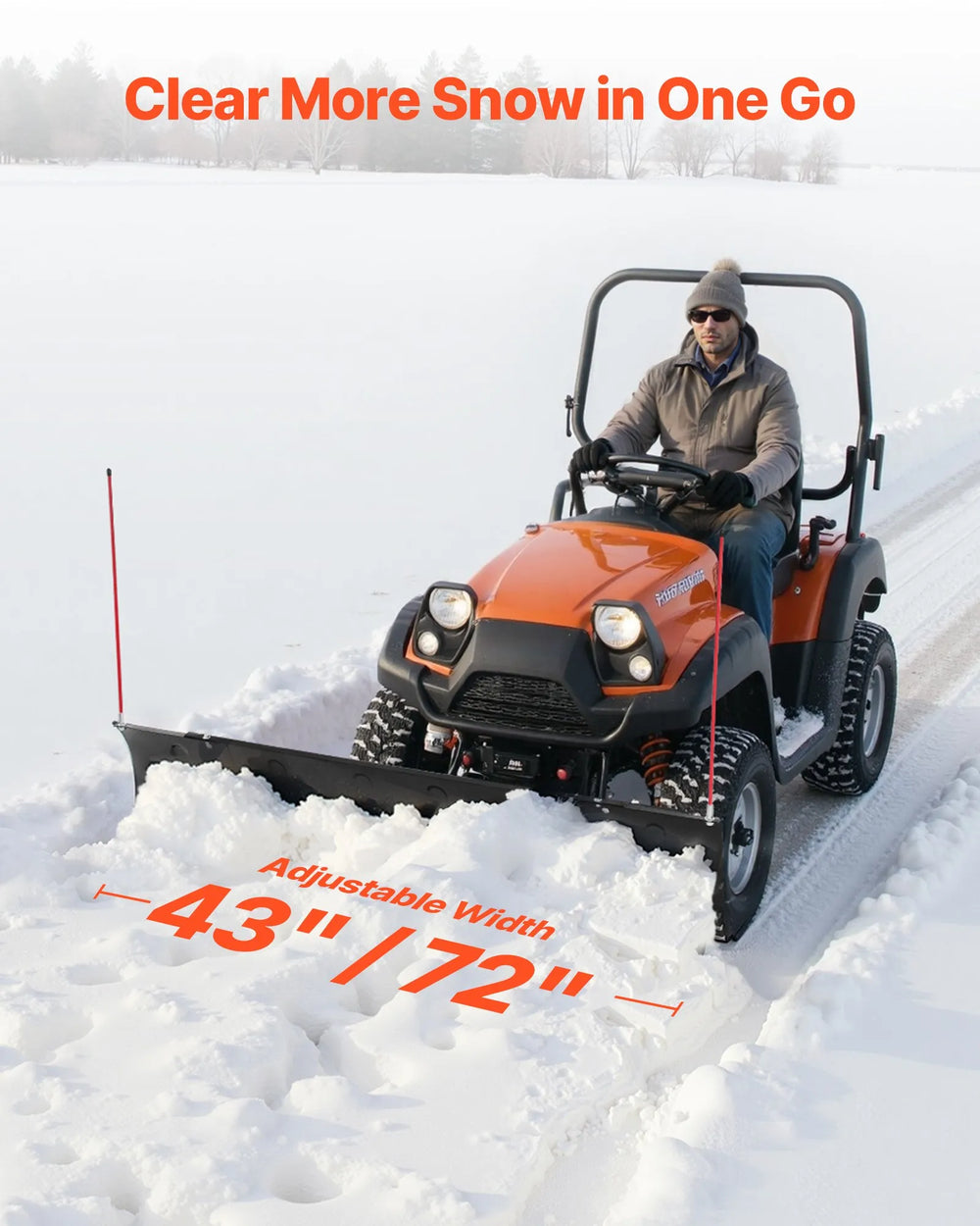 Vevor Snow Plow Kit 43"/72" Width Adjustable Blade Universal Mount for UTV New
