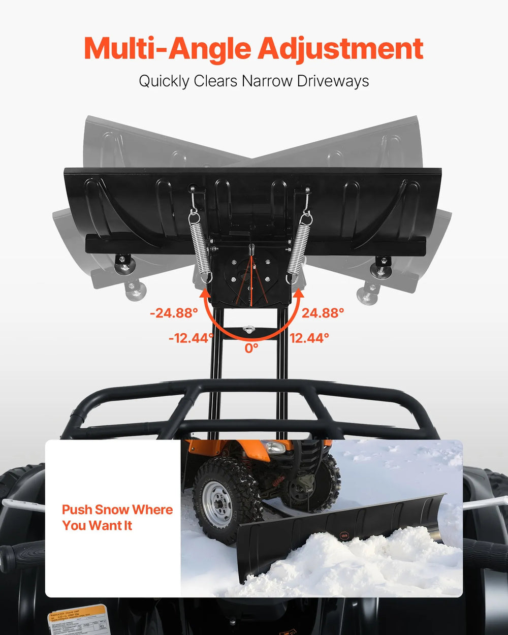 Vevor Snow Plow Kit 48" Universal Attachment Height and Angle Adjustable for UTV New