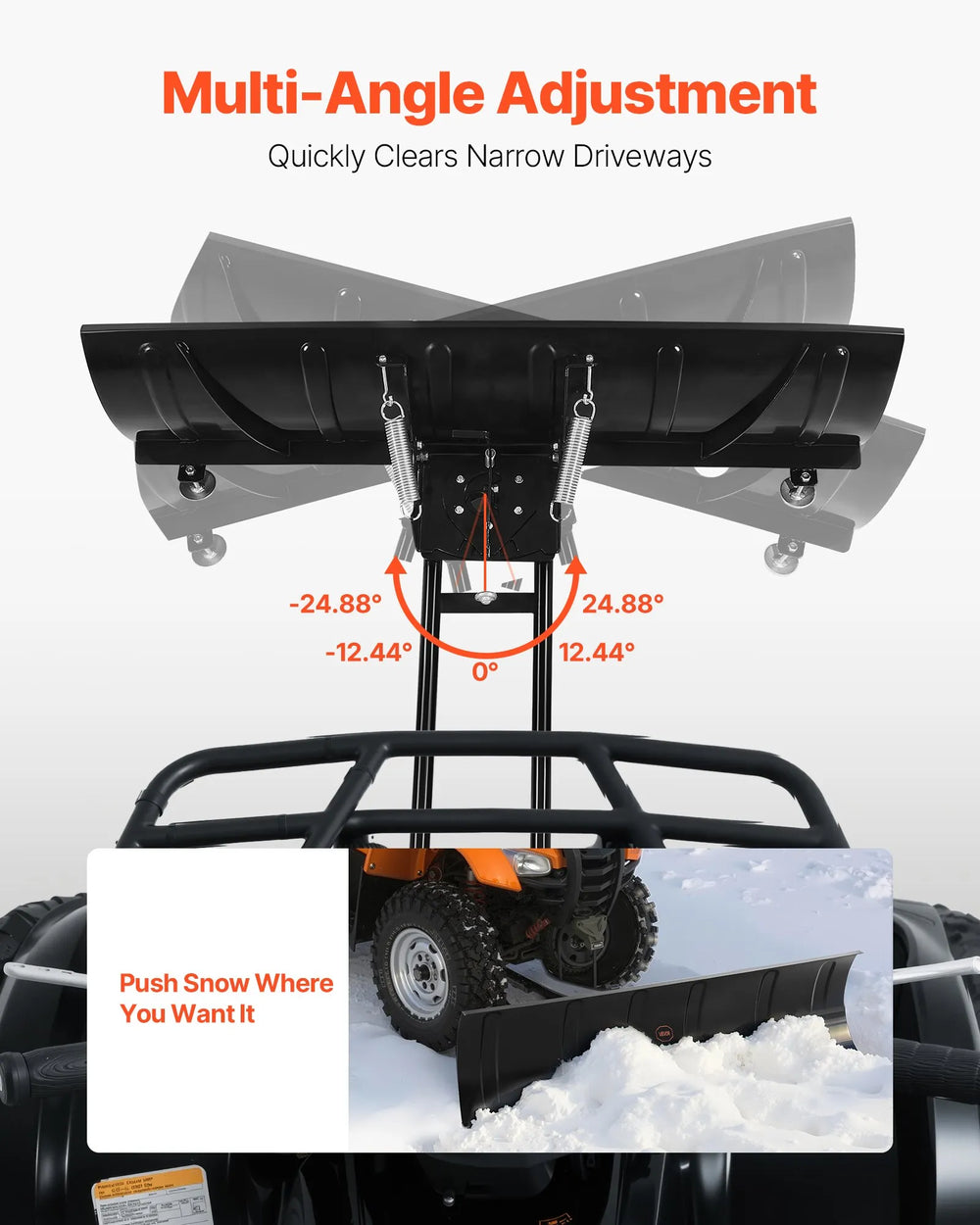Vevor Snow Plow Kit 60" Universal Attachment Height and Angle Adjustable for UTV New