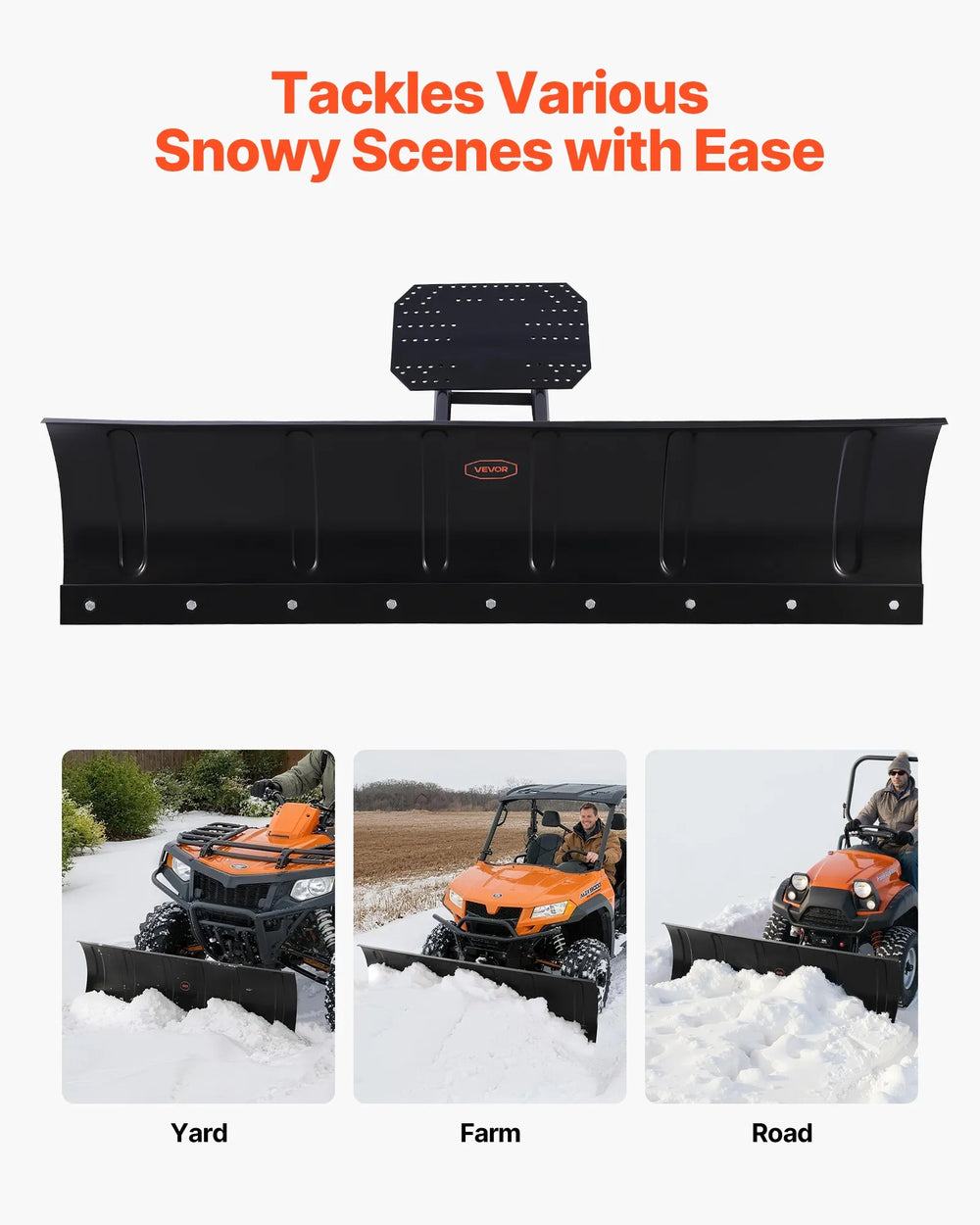 Vevor Snow Plow Kit 60" Universal Attachment Height and Angle Adjustable for UTV New