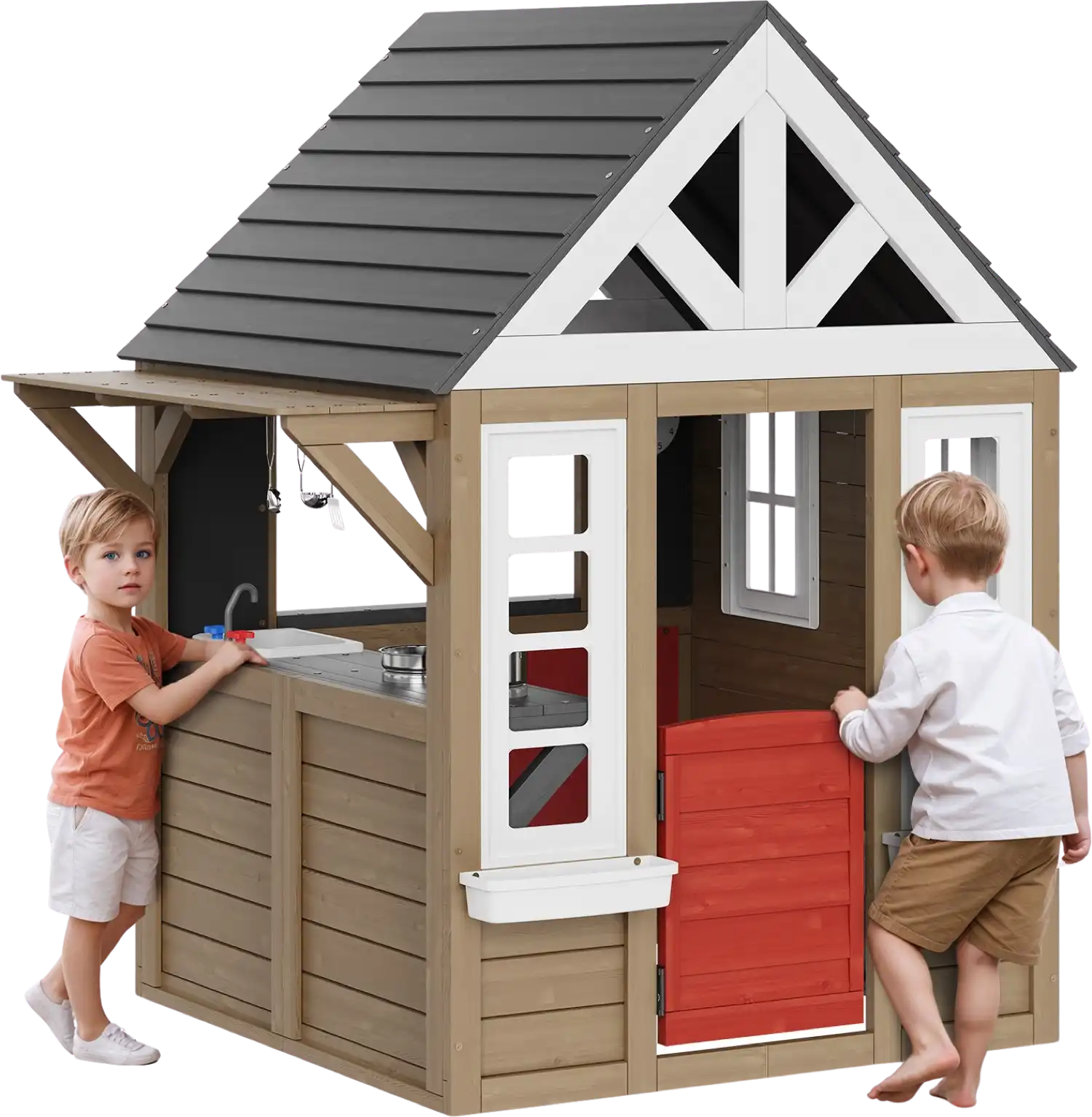 Vevor Outdoor Wooden Playhouse for Kids 55