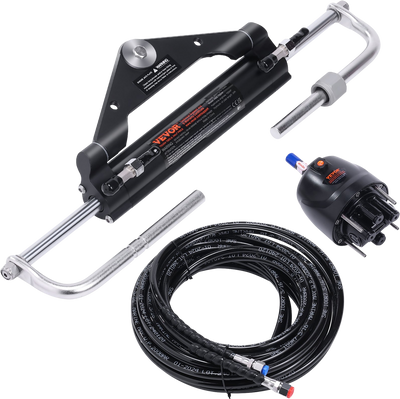 Vevor Hydraulic Outboard Steering Kit System 150 HP 20' Hose Helm Pump 2-Way Lock for Single Engine Boat New