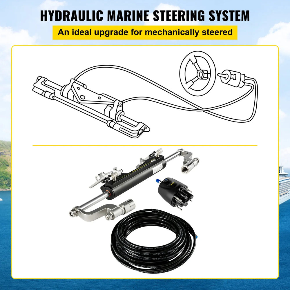 Vevor Hydraulic Outboard Steering Kit 300 HP with Helm Pump for Yamaha Honda Suzuki New