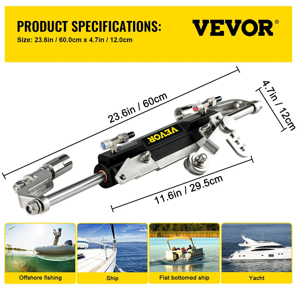 Vevor Hydraulic Outboard Steering Kit 300 HP with Helm Pump for Yamaha Honda Suzuki New