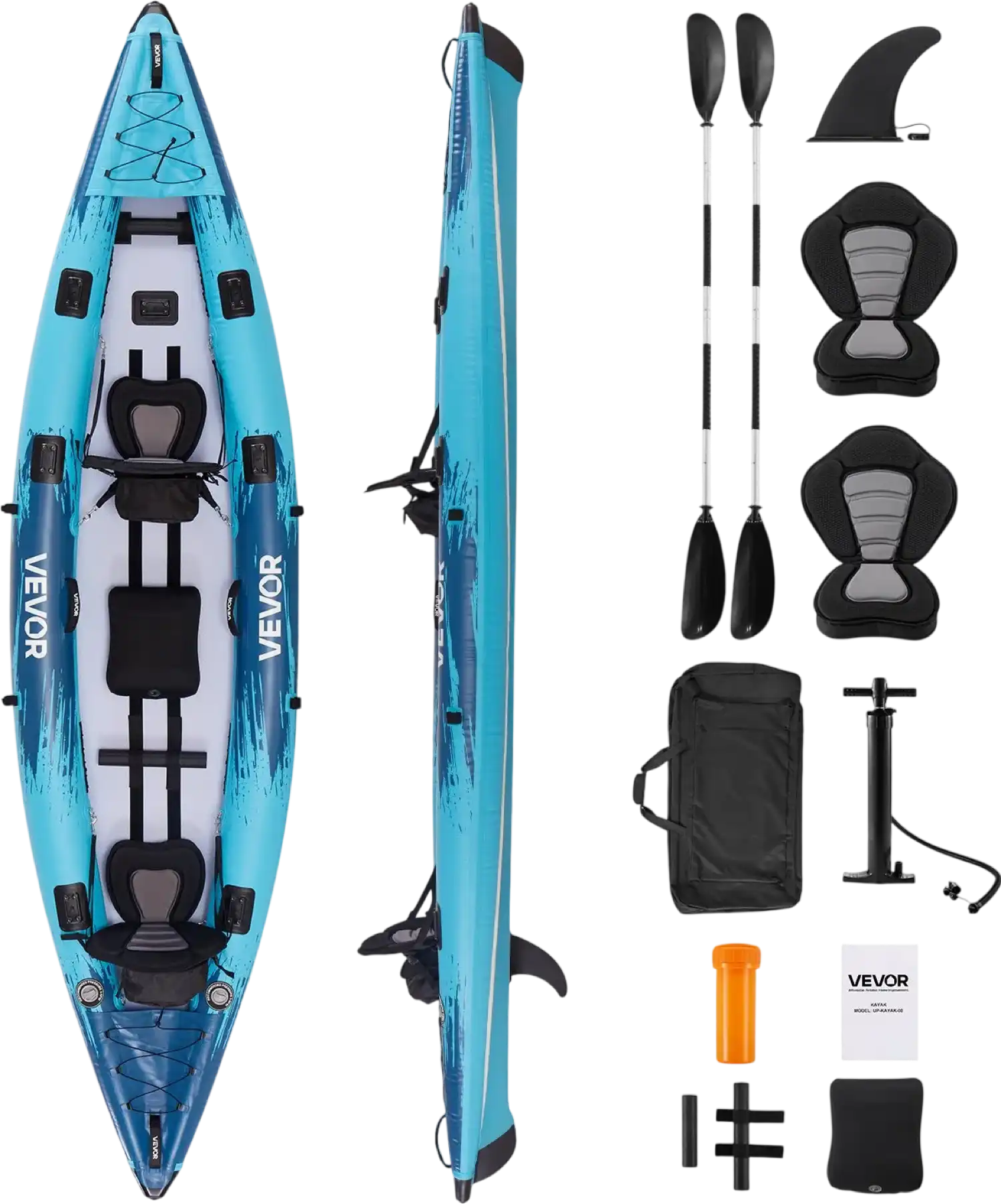 Vevor Inflatable Kayak 2-Person Drop-Stitch Floor 700 lbs. Capacity New