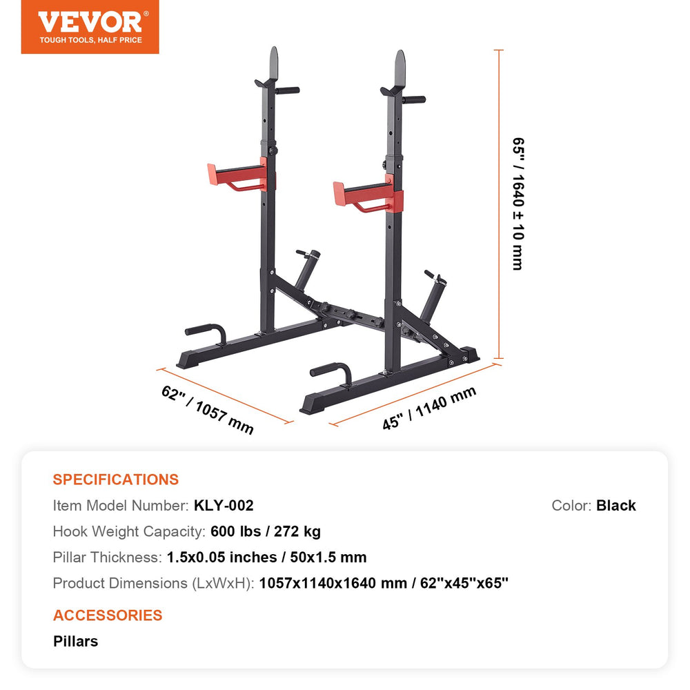 Vevor Squat Stand Power Rack Multi-Functional with Weight Plate Storage Attachment 600 Lbs Capacity New