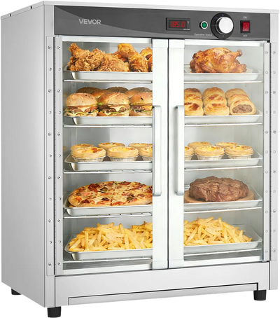 Vevor Electric Hot Box Food Warmer 5-Tier 80-185°F with Water Tray Double Door 750W New