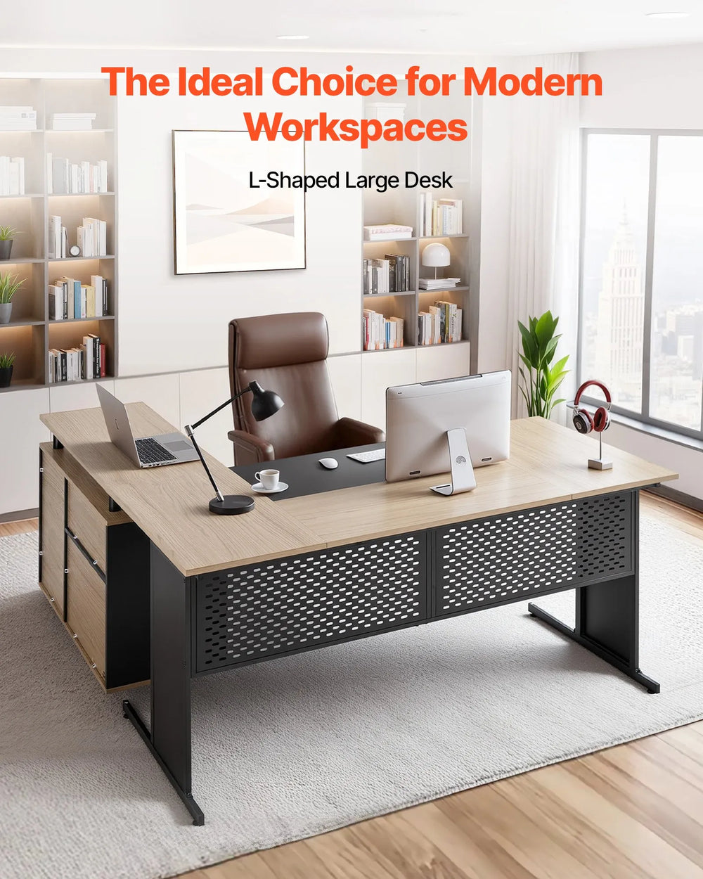 Vevor Executive Desk 63 x 39 in. L-Shaped Reversible Layout 350 lb. Capacity New